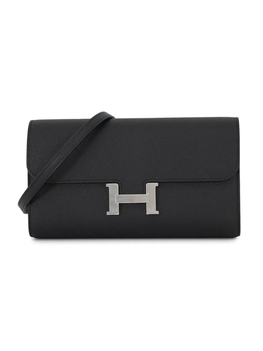 Hermes Wallet Constance To Go Long Black Silver Epsom